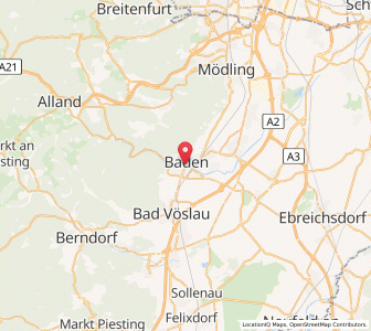 Map of Baden, Lower Austria