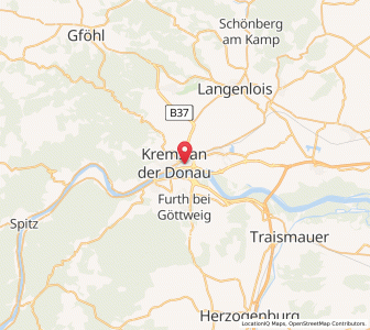 Map of Krems an der Donau, Lower Austria
