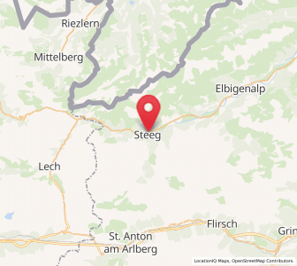 Map of Steeg, Lechtal, Tyrol