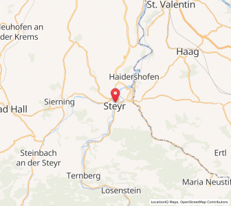 Map of Steyr, Upper Austria