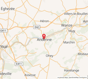 Map of Andenne, Wallonia