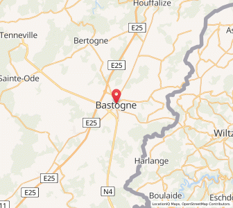 Map of Bastogne, Wallonia