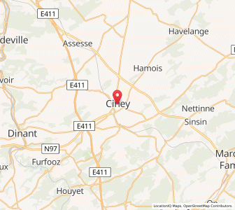 Map of Ciney, Wallonia