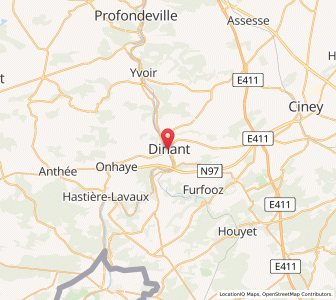 Map of Dinant, Wallonia