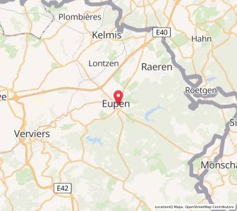 Map of Eupen, Wallonia