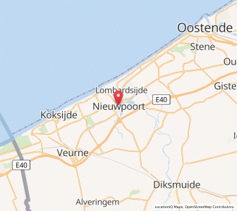 Map of Nieuwpoort, Flanders