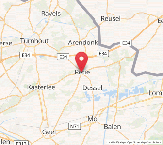 Map of Retie, Flanders