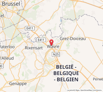 Map of Wavre, Wallonia