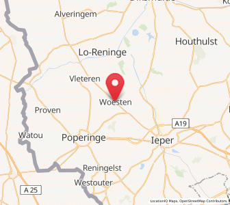 Map of Woesten, Flanders