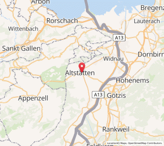 Map of Altstätten SG, Saint Gallen