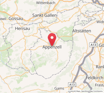 Map of Appenzell, Appenzell Innerrhoden