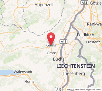 Map of Gams SG, Saint Gallen