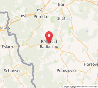 Map of Bělá nad Radbuzou, Plzeň Region