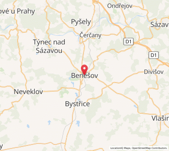 Map of Benešov, Central Bohemia