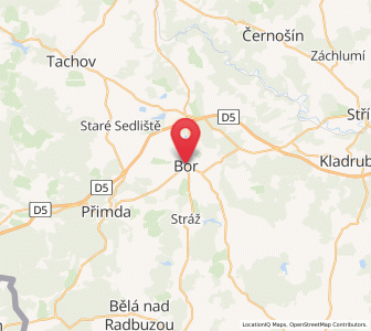Map of Bor u Tachova, Plzeň Region