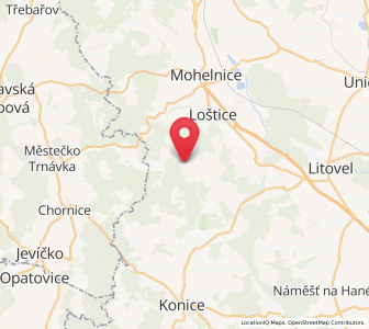 Map of Bouzov, Olomoucký