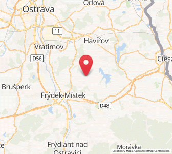 Map of Bruzovice, Moravskoslezský