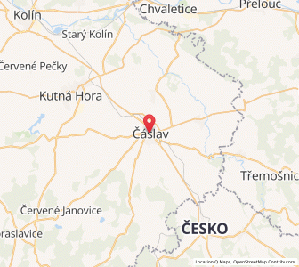 Map of Tschaslau, Central Bohemia
