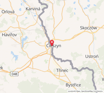 Map of Tschechisch Teschen, Moravskoslezský