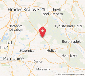 Map of Chvojenec, Pardubický