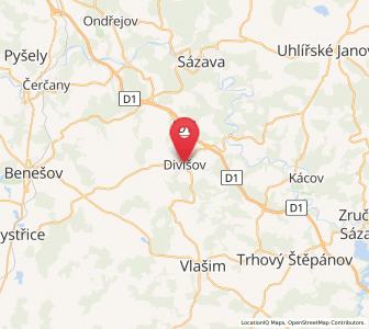 Map of Divišov, Central Bohemia