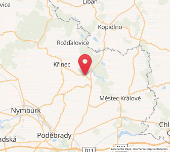Map of Dymokury, Central Bohemia