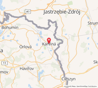 Map of Karviná, Moravskoslezský