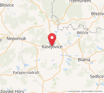 Map of Kasejowitz, Plzeň Region