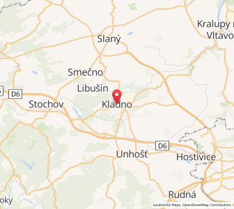 Map of Kladno, Central Bohemia