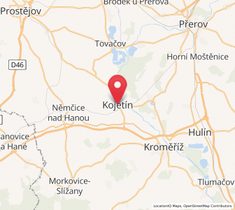 Map of Kojetín, Olomoucký