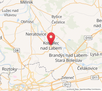 Map of Kostelec nad Labem, Central Bohemia