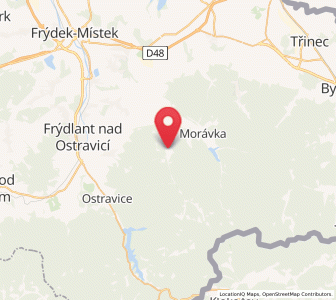 Map of Krásná, Moravskoslezský