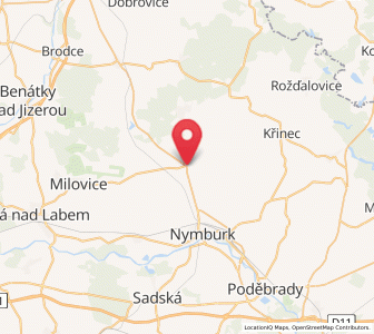 Map of Krchleby, Central Bohemia
