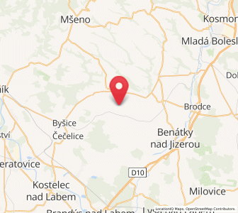 Map of Kropáčova Vrutice, Central Bohemia