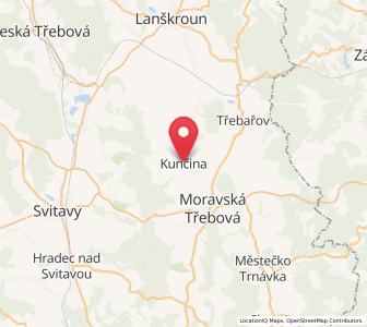 Map of Kunčina, Pardubický