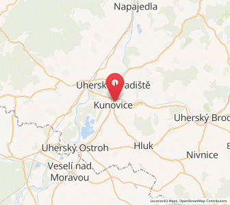 Map of Kunovice, Zlín