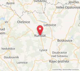 Map of Kunštát, South Moravian