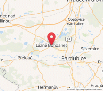 Map of Lázně Bohdaneč, Pardubický