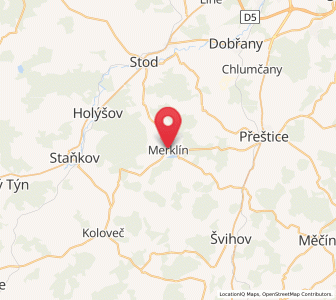 Map of Merklín, Plzeň Region