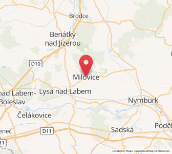 Map of Milovice, Central Bohemia