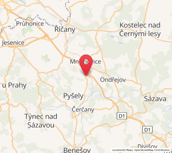 Map of Mirošovice, Central Bohemia