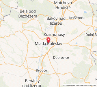 Map of Jungbunzlau, Central Bohemia