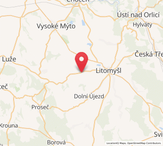 Map of Morašice, Pardubický