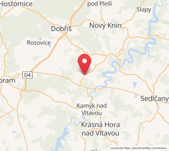 Map of Nečín, Central Bohemia