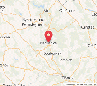 Map of Nedvědice, South Moravian