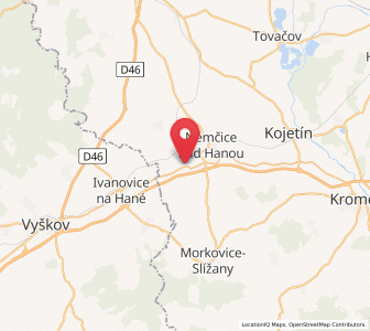 Map of Nezamyslice, Olomoucký