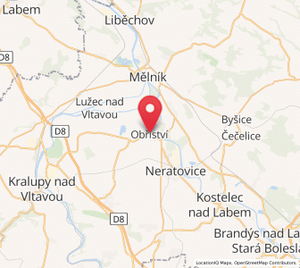Map of Obříství, Central Bohemia