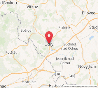 Map of Odrau, Moravskoslezský