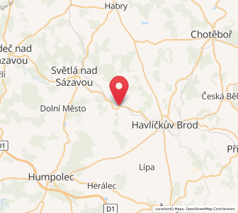 Map of Okrouhlice, Vysočina