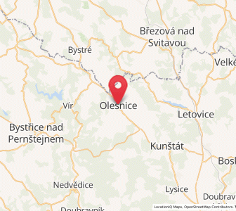 Map of Olešnice na Moravě, South Moravian